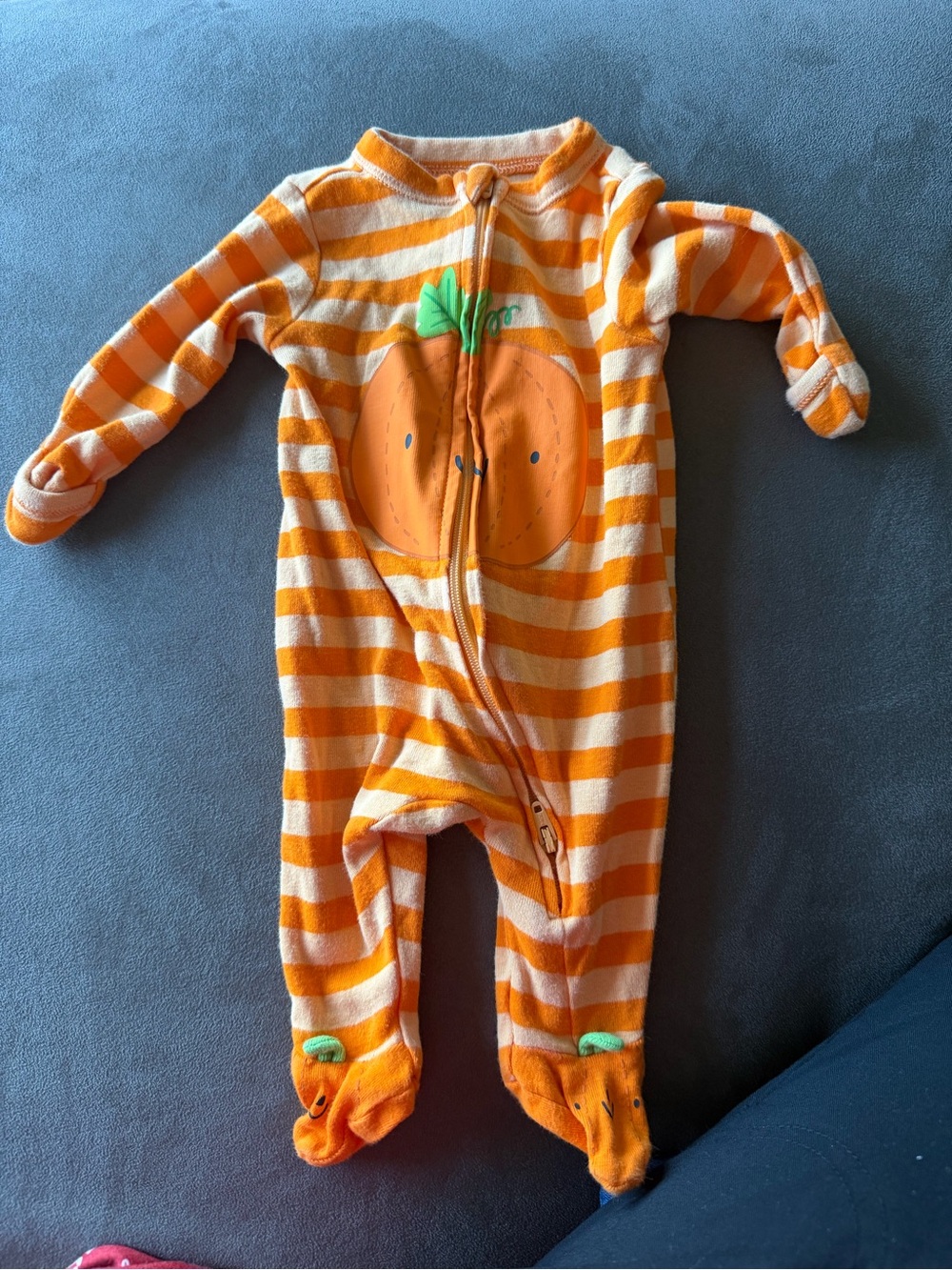 Old Navy Orange and Cream Striped Pumpkin Footed Sleeper